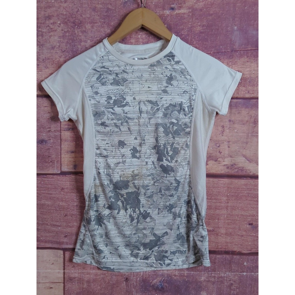 Marmot Women’s T-shirt, White, Size Small floral active Crystal Short Sleeve